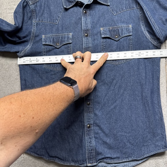 Tecovas Men's Denim Western Pearl Snap Shirt Blue Long Sleeve Cowboy Medium - Picture 5 of 6